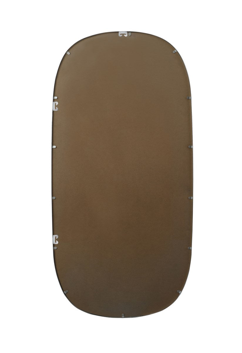 Metal Frame Oval Mirror 30X60 Inch In Silver