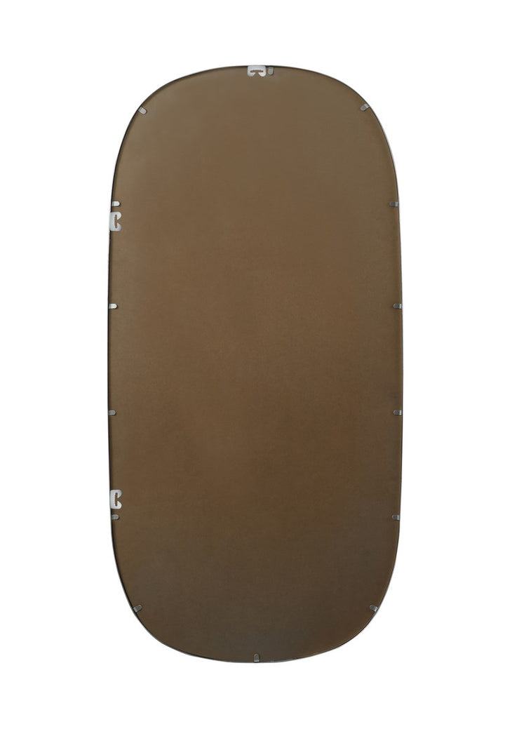 Metal Frame Oval Mirror 30X60 Inch In Silver