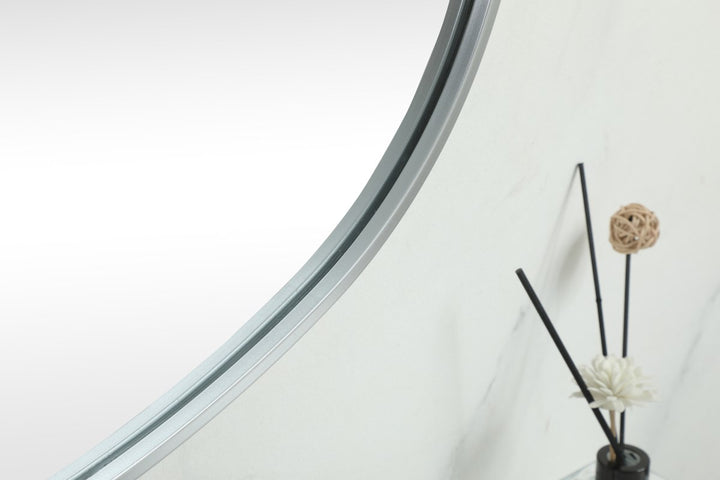 Metal Frame Oval Mirror 30X60 Inch In Silver
