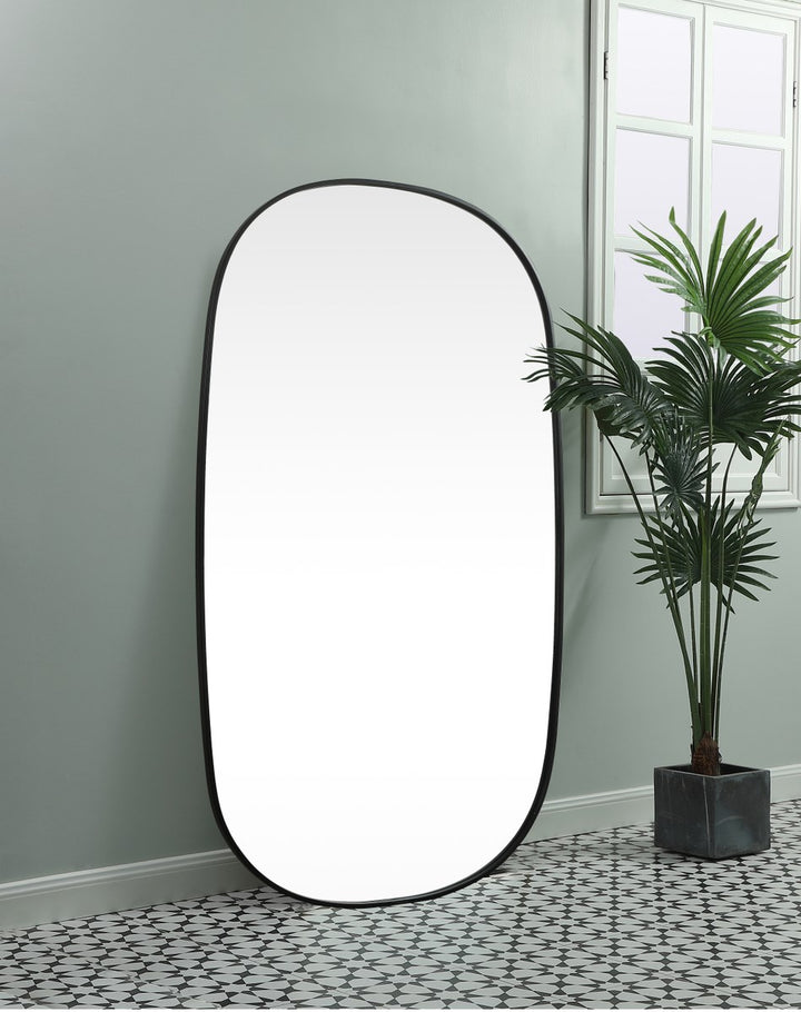 Metal Frame Oval Mirror 36X60 Inch In Black