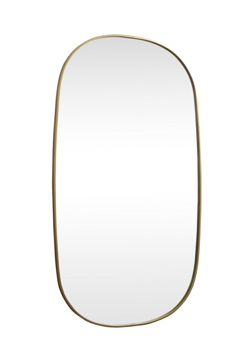 Metal Frame Oval Mirror 36X60 Inch In Brass