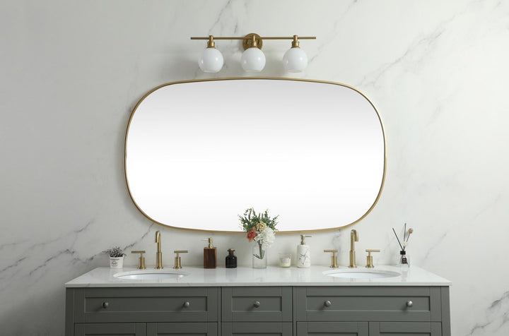 Metal Frame Oval Mirror 36X60 Inch In Brass