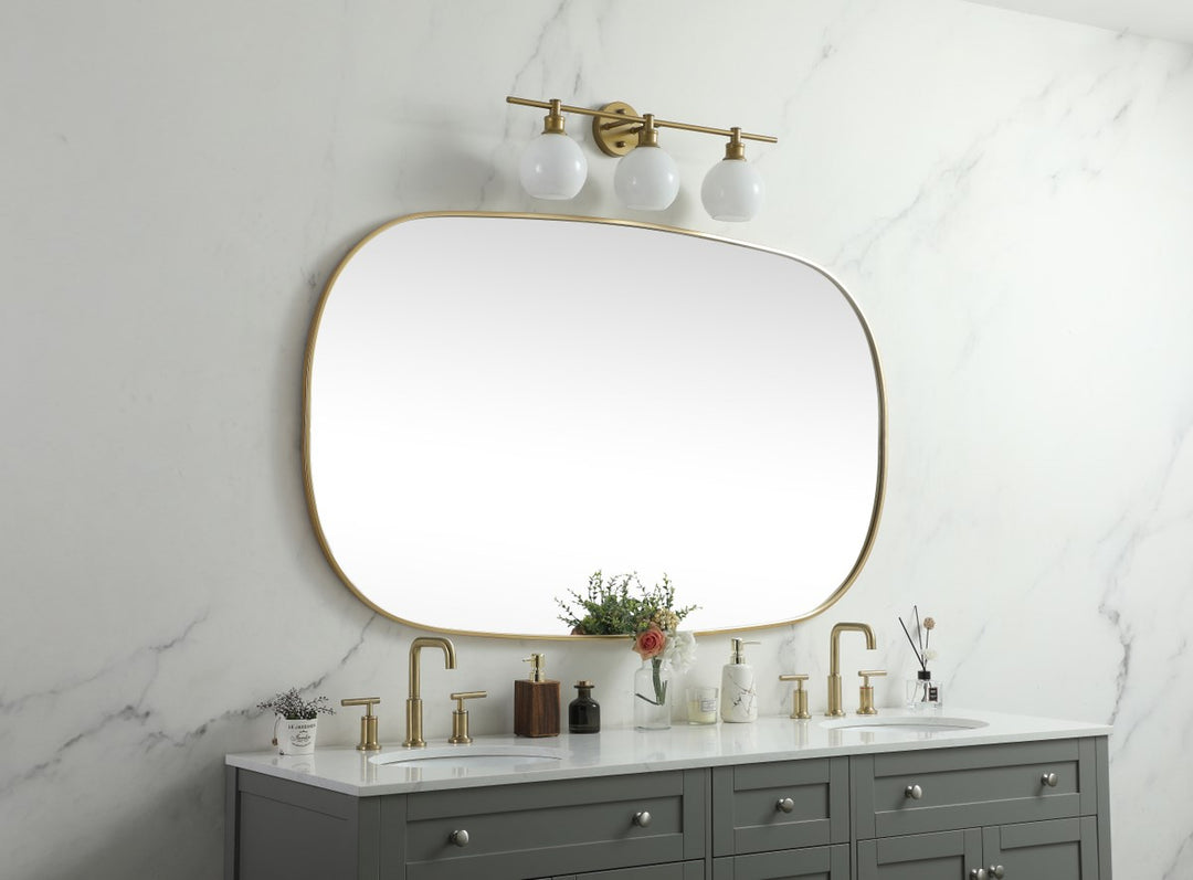 Metal Frame Oval Mirror 36X60 Inch In Brass
