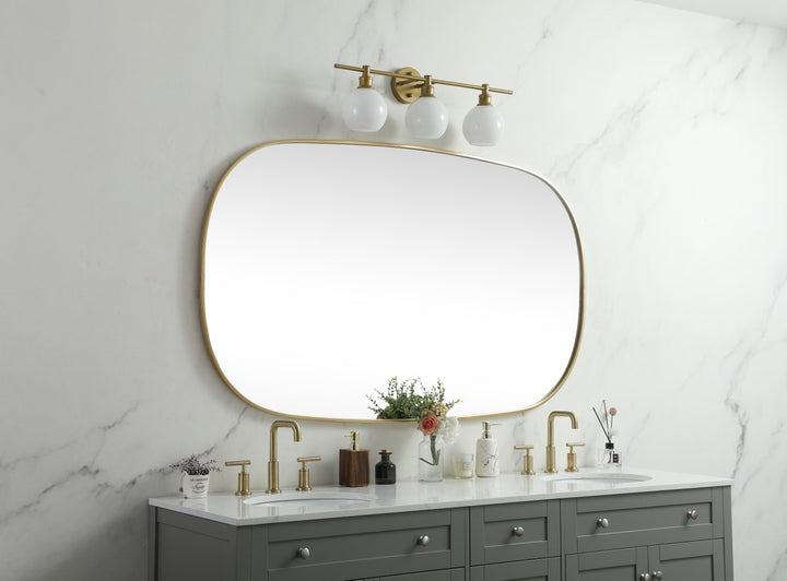 Metal Frame Oval Mirror 36X60 Inch In Brass