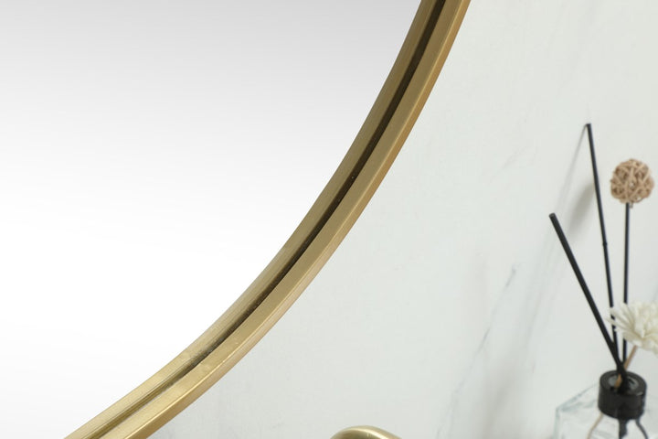 Metal Frame Oval Mirror 36X60 Inch In Brass