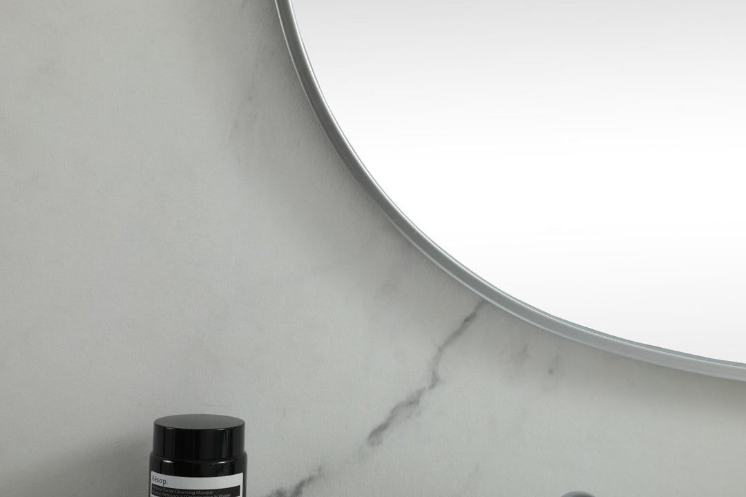 Metal Frame Oval Mirror 36X60 Inch In Silver