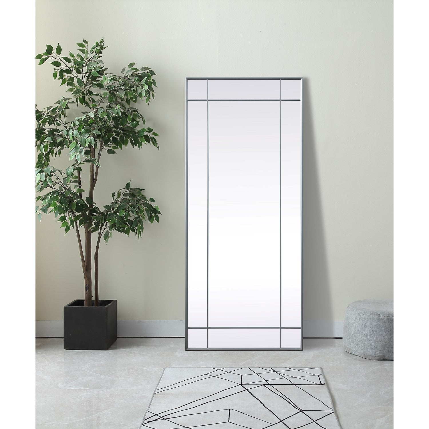 French Panel Full Length Mirror 30X70 Inch In Silver