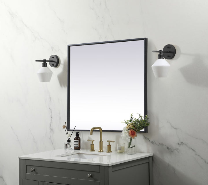 Metal Frame Square Mirror 24 Inch In Black