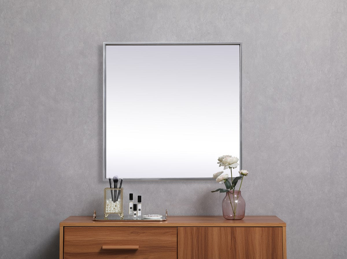 Metal Frame Square Mirror 24 Inch In Silver