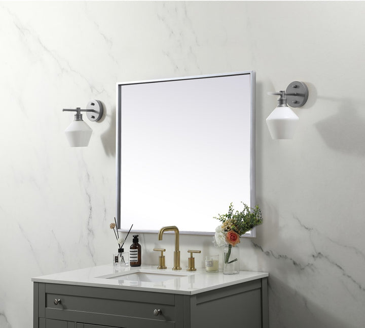 Metal Frame Square Mirror 24 Inch In Silver