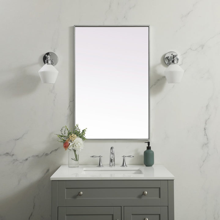 Metal Frame Rectangle Mirror 24X36 Inch In Silver