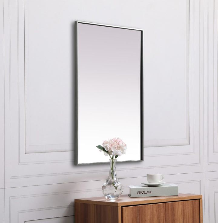 Metal Frame Rectangle Mirror 24X36 Inch In Silver