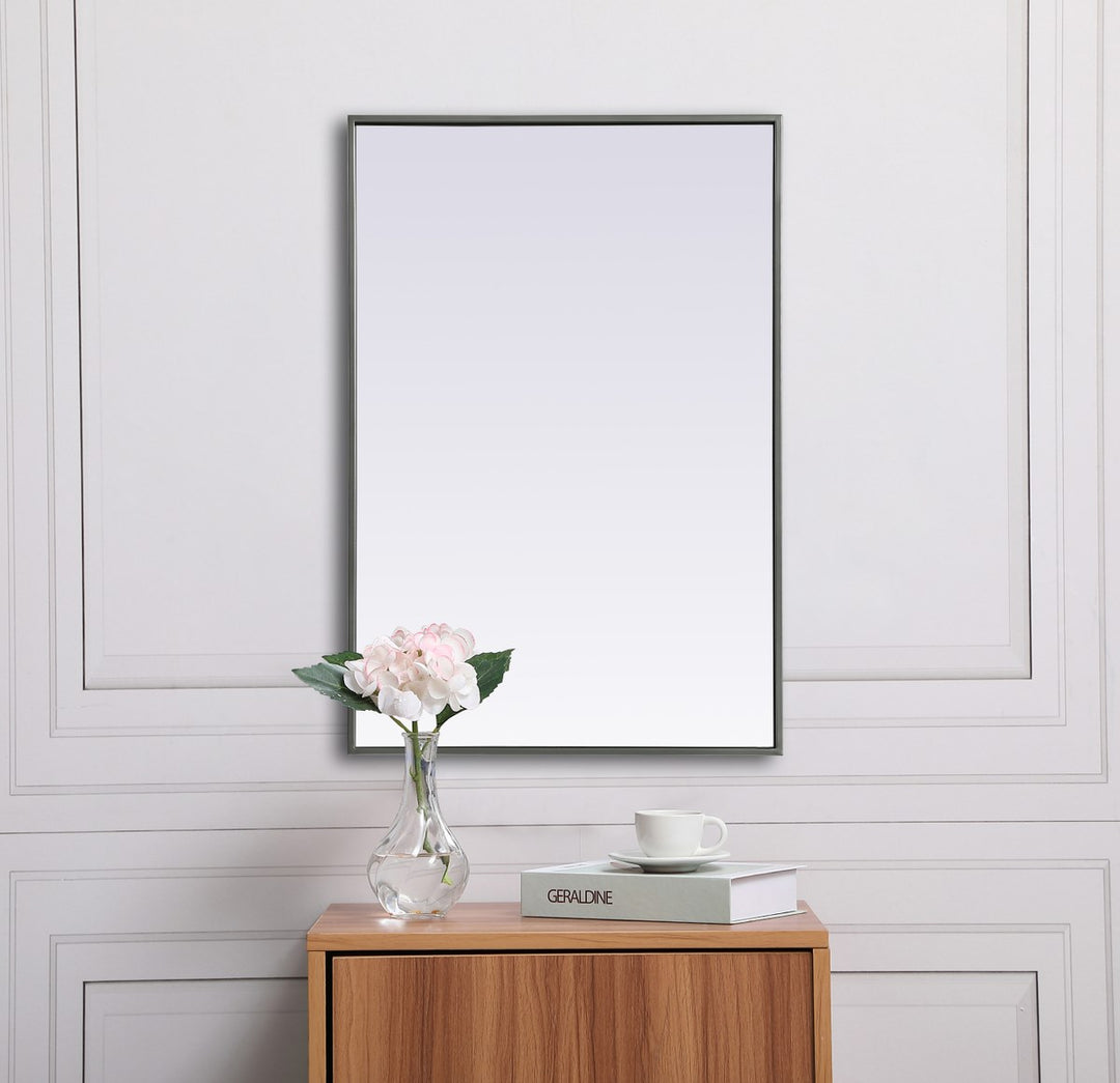 Metal Frame Rectangle Mirror 24X36 Inch In Silver