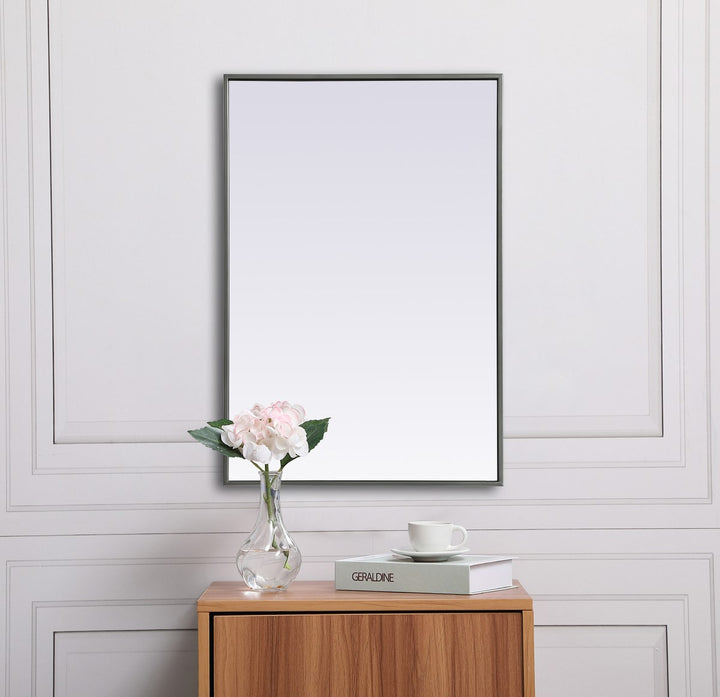 Metal Frame Rectangle Mirror 24X36 Inch In Silver