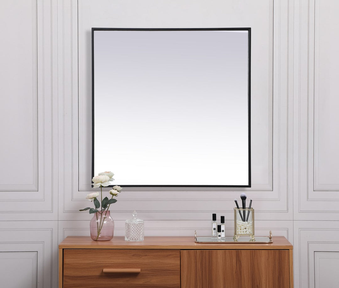 Metal Frame Square Mirror 30 Inch In Black