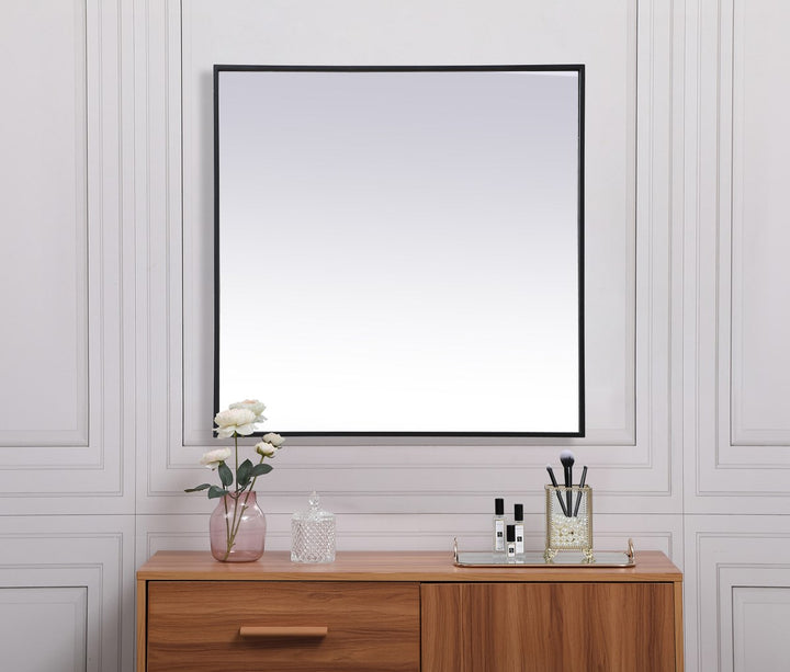 Metal Frame Square Mirror 30 Inch In Black