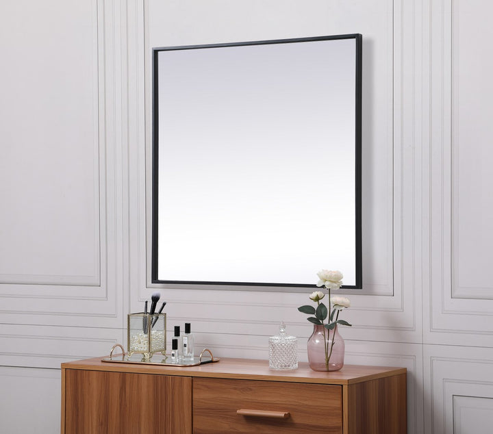 Metal Frame Square Mirror 30 Inch In Black