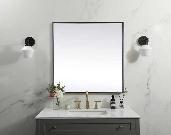 Metal Frame Square Mirror 30 Inch In Black