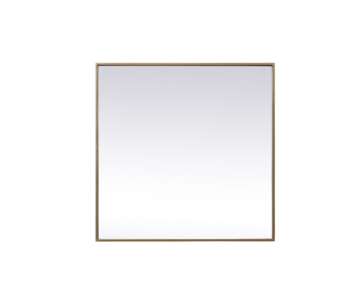 Metal Frame Square Mirror 30 Inch In Brass by Elegant Decor