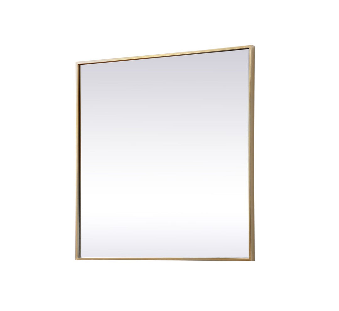 Metal Frame Square Mirror 30 Inch In Brass