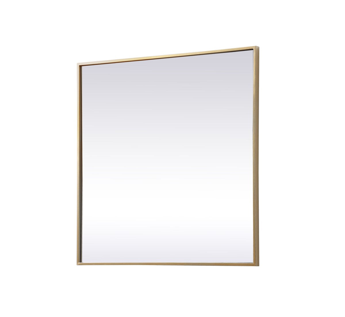 Metal Frame Square Mirror 30 Inch In Brass