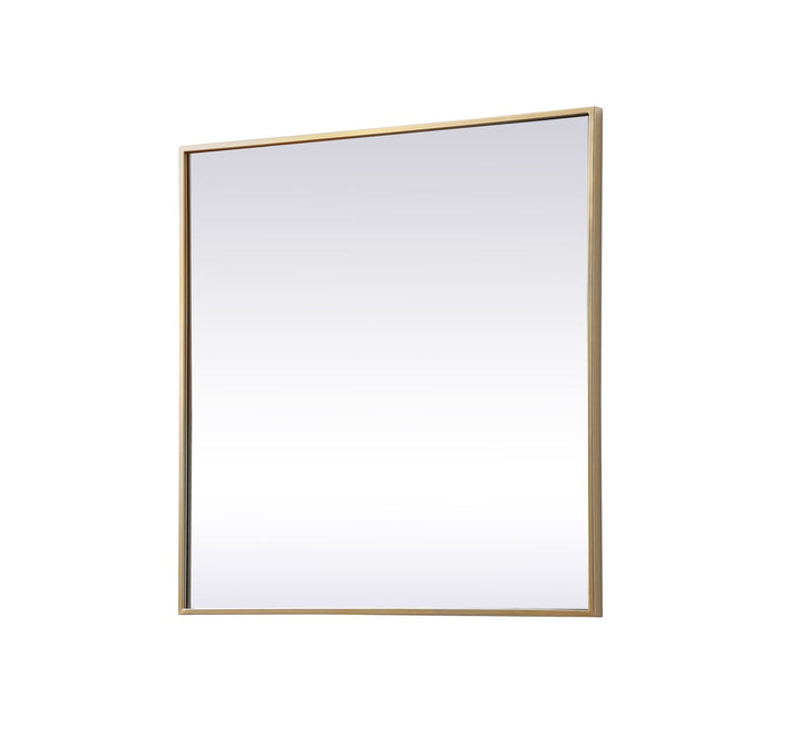 Metal Frame Square Mirror 30 Inch In Brass