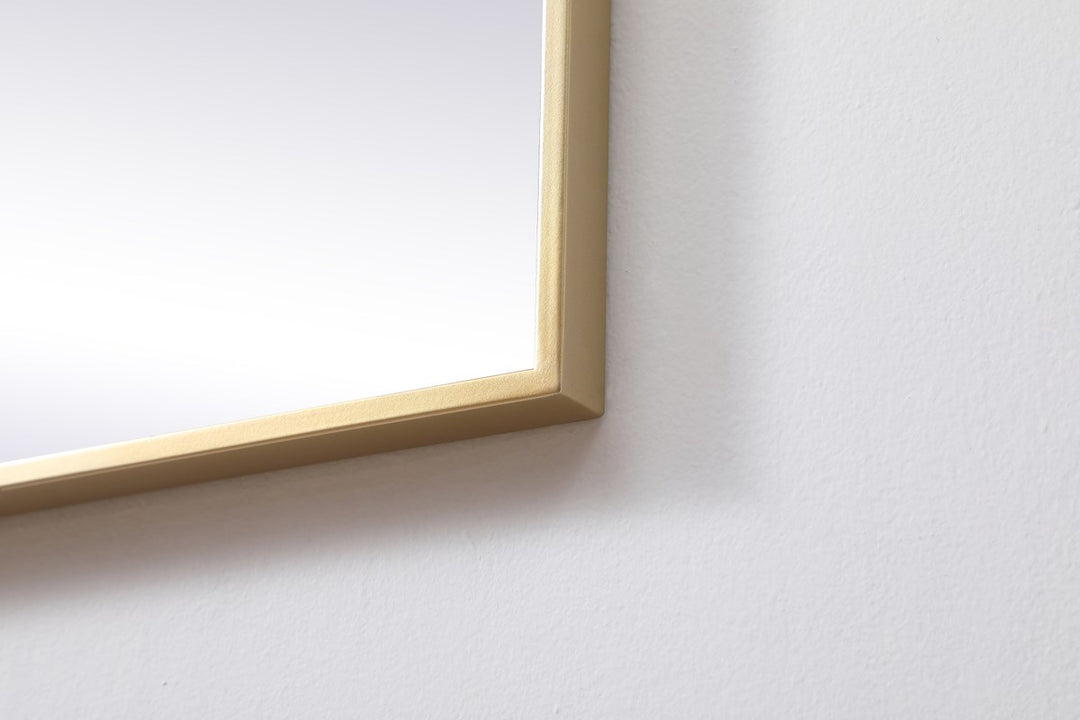 Metal Frame Square Mirror 30 Inch In Brass