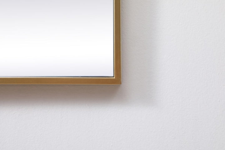 Metal Frame Square Mirror 30 Inch In Brass