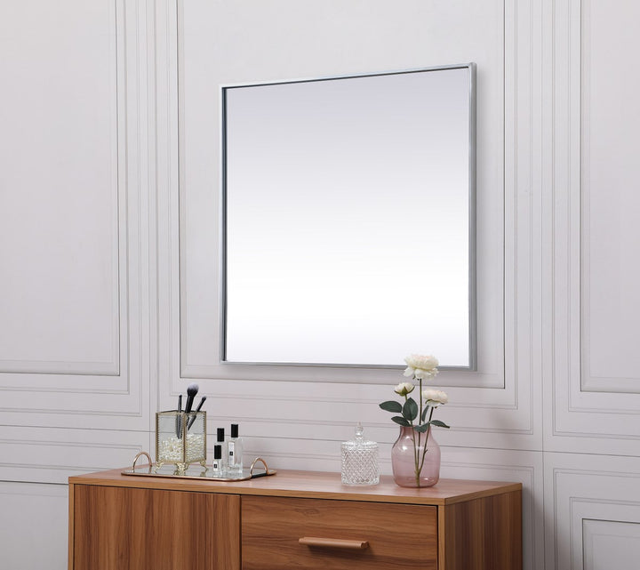 Metal Frame Square Mirror 30 Inch In Silver