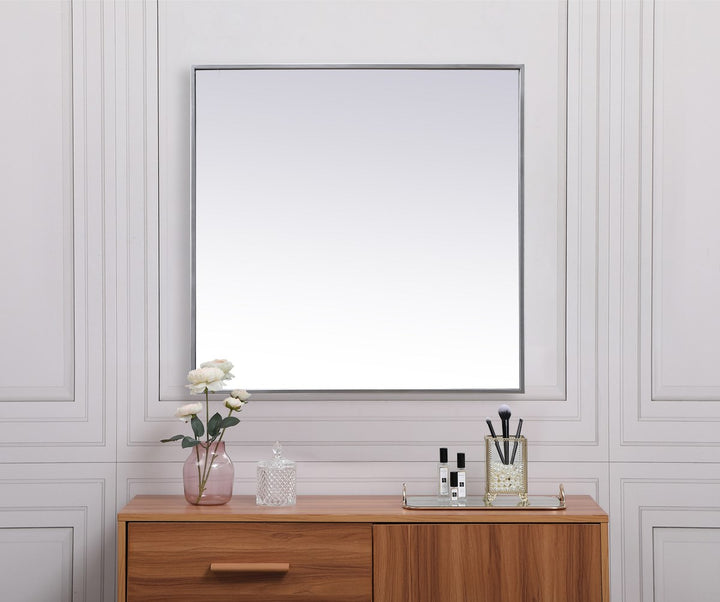 Metal Frame Square Mirror 30 Inch In Silver
