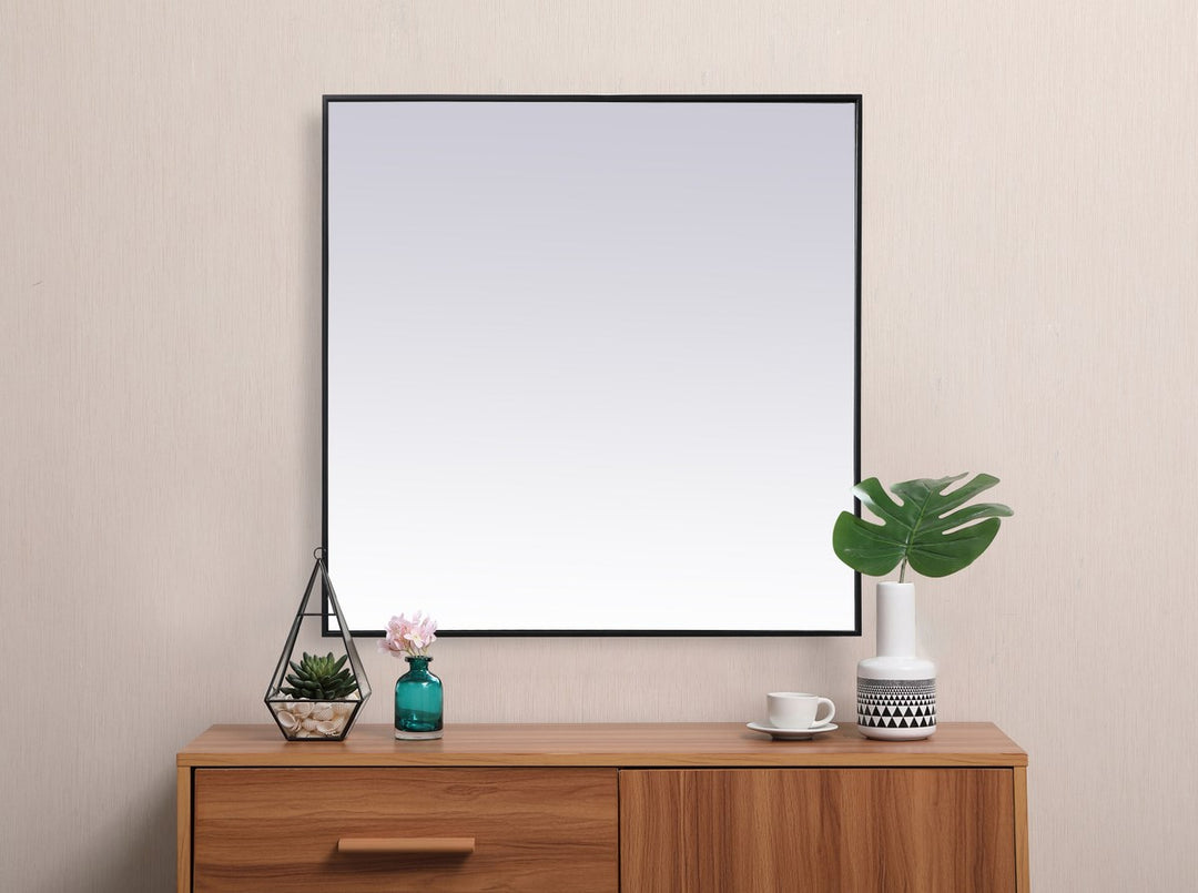 Metal Frame Square Mirror 42 Inch In Black