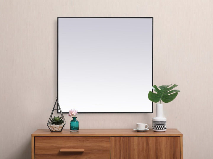 Metal Frame Square Mirror 42 Inch In Black