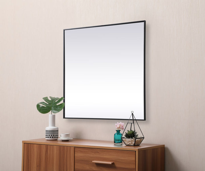 Metal Frame Square Mirror 42 Inch In Black