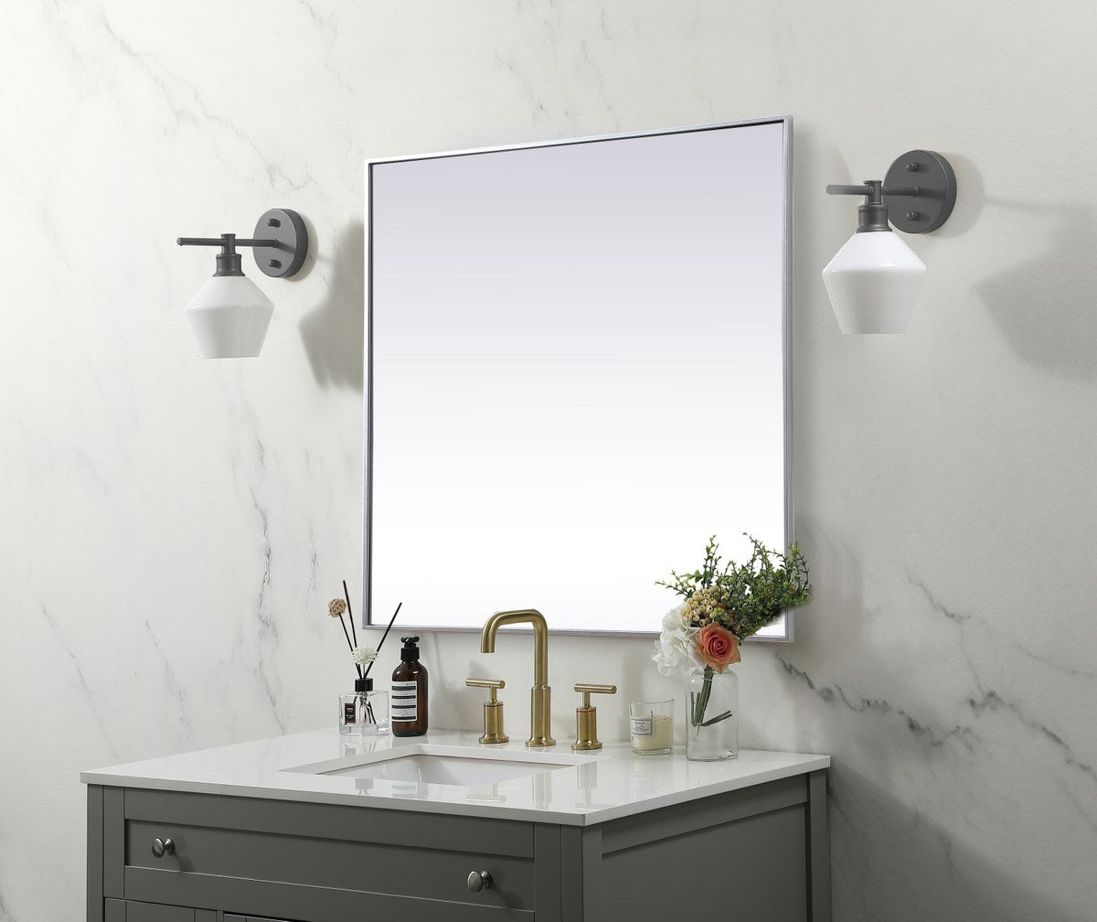 Metal Frame Square Mirror 42 Inch In Silver