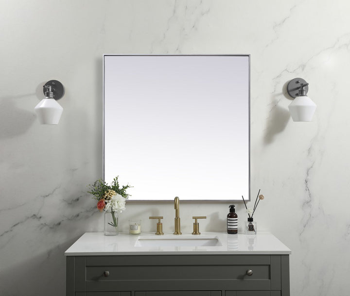 Metal Frame Square Mirror 42 Inch In Silver