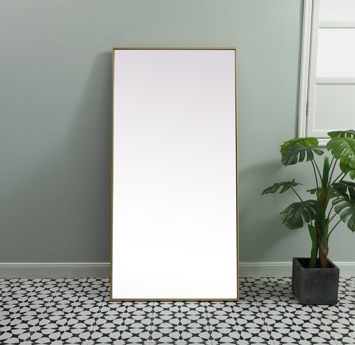 Metal Frame Rectangle Full Length Mirror 30X60 Inch In Brass