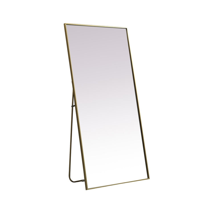 Metal Frame Rectangle Full Length Mirror 30X60 Inch In Brass