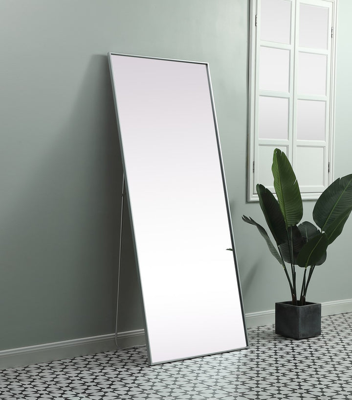 Metal Frame Rectangle Full Length Mirror 30X72 Inch In Silver