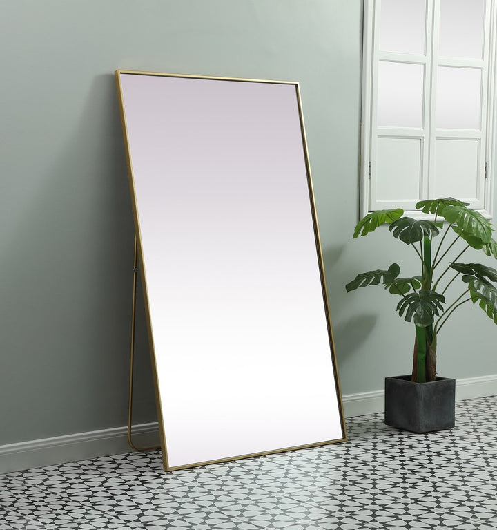 Metal Frame Rectangle Full Length Mirror 36X60 Inch In Brass