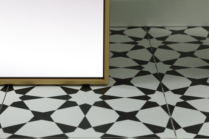 Metal Frame Rectangle Full Length Mirror 36X60 Inch In Brass