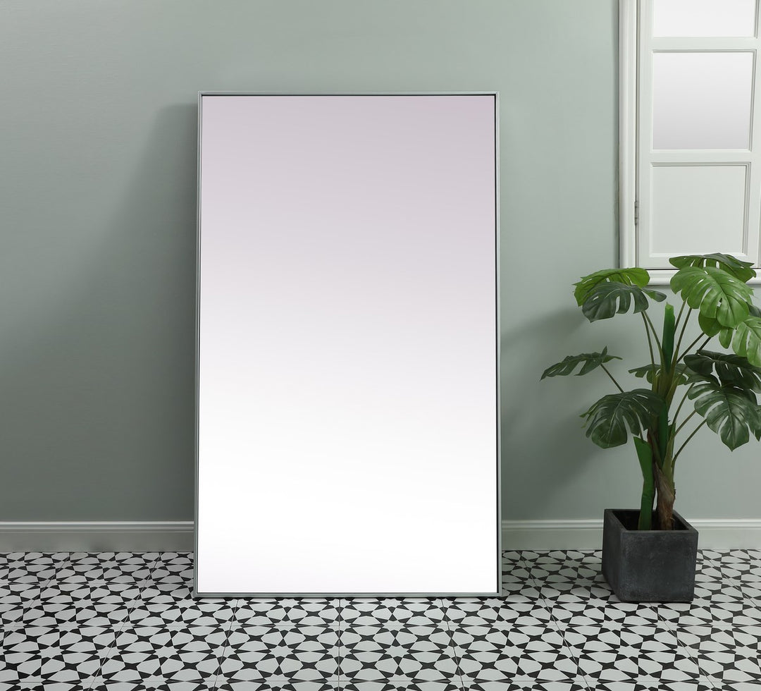 Metal Frame Rectangle Full Length Mirror 36X60 Inch In Silver