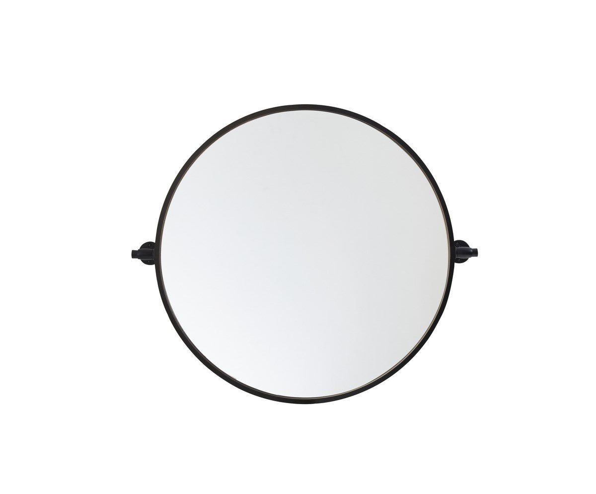 Round Pivot Mirror 24 Inch In Black by Elegant Decor