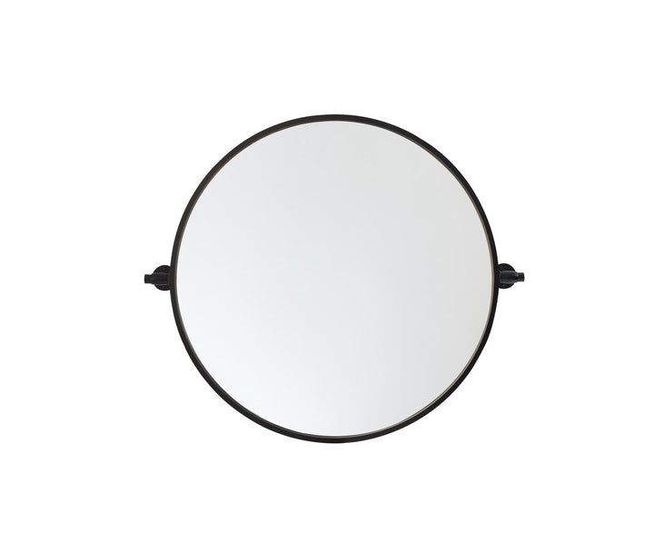 Round Pivot Mirror 24 Inch In Black by Elegant Decor
