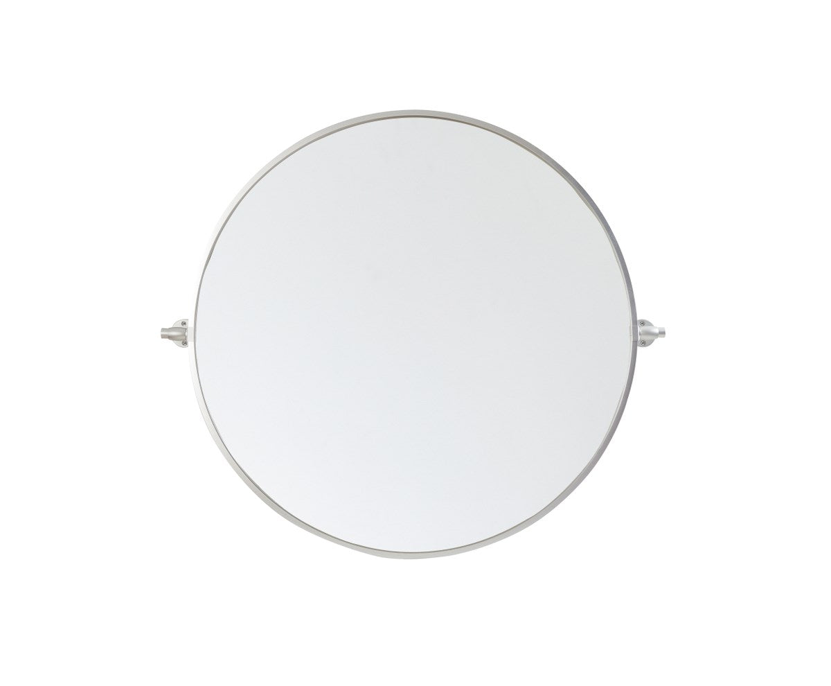 Round Pivot Mirror 30 Inch In Silver by Elegant Decor