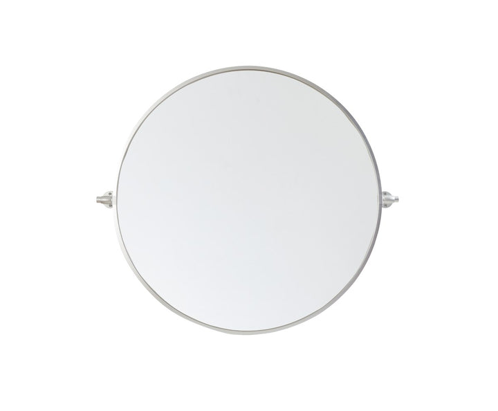 Round Pivot Mirror 30 Inch In Silver by Elegant Decor