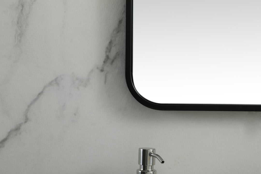 Soft Corner Metal Square Mirror 24X24 Inch In Black