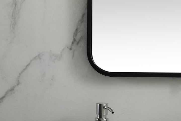 Soft Corner Metal Square Mirror 24X24 Inch In Black