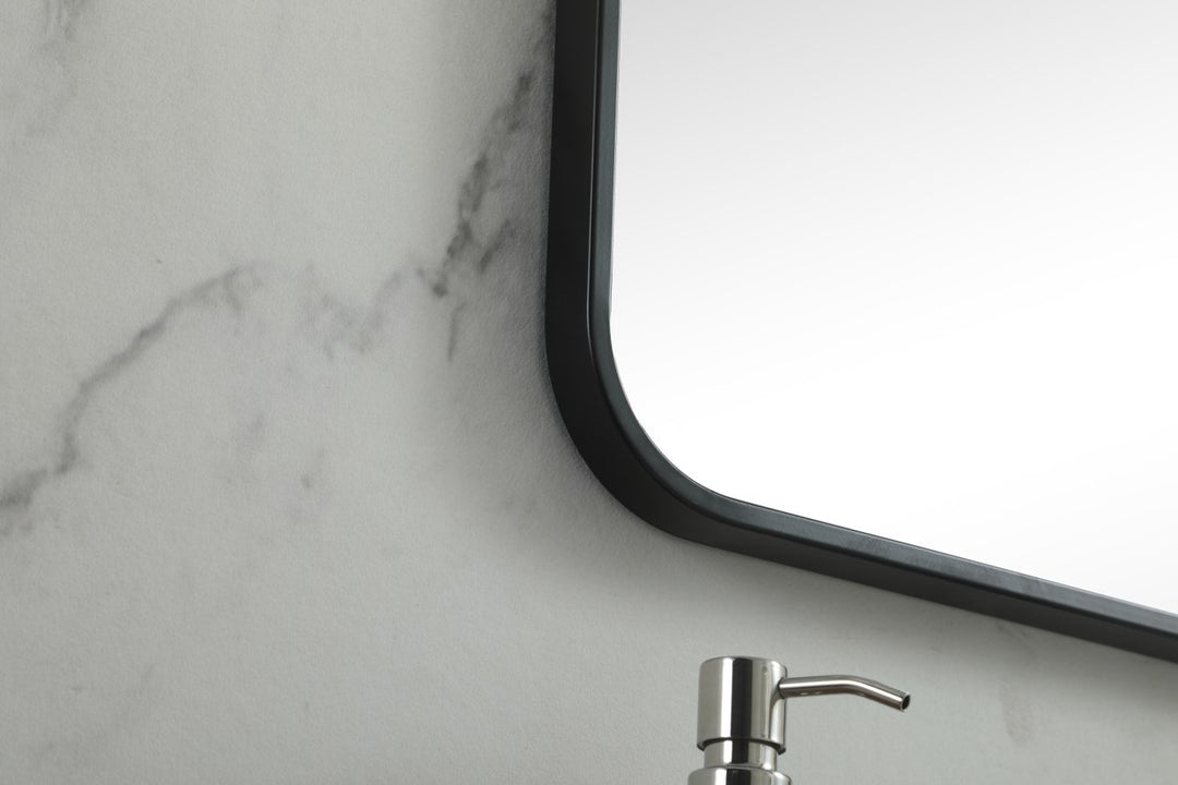Soft Corner Metal Square Mirror 24X24 Inch In Black