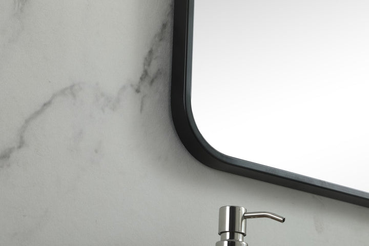 Soft Corner Metal Square Mirror 24X24 Inch In Black