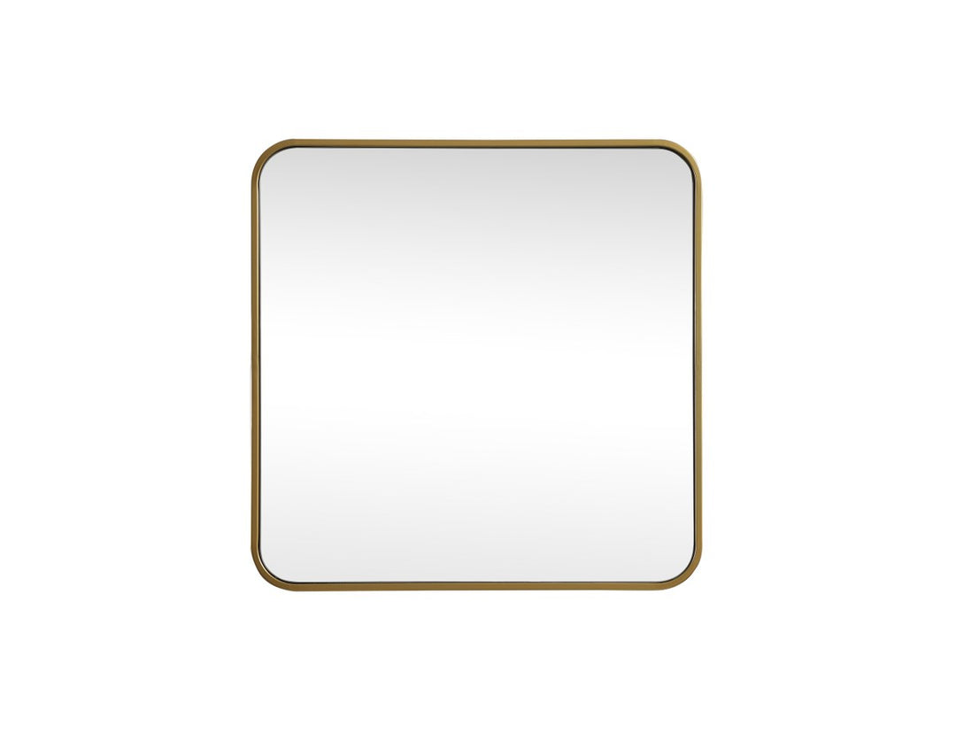 Soft Corner Metal Square Mirror 24X24 Inch In Brass by Elegant Decor